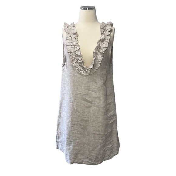 Zingara Neutral Linen Scarlett Minimalist Capsule Wardrobe Coverup Dress Large - Picture 1 of 8